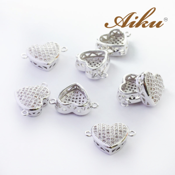 Łącznik rodowany serce z cyrkoniami 16mm