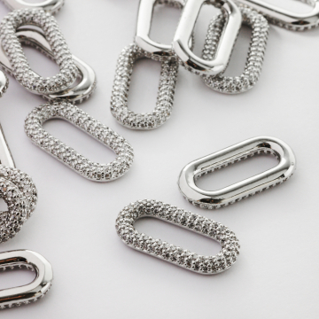 Rodowany łącznik ogniwo łańcucha z cyrkoniami 23mm