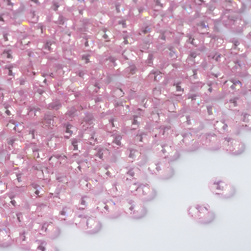 Cyrkonia dysk fasetowany z dziurką pink 4mm