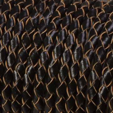 Rzemień naturalny pleciony czarny 4mm