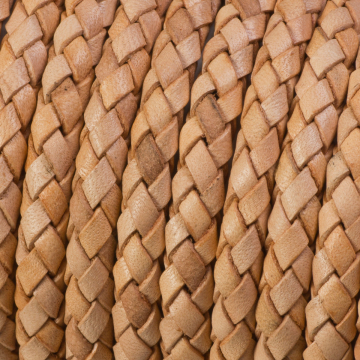 Rzemień naturalny pleciony cappucino 6mm