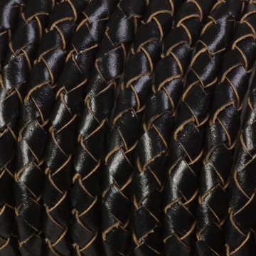 Rzemień naturalny pleciony czarny 6mm