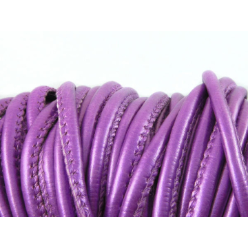 Rzemień szyty metalic fiolet 4mm