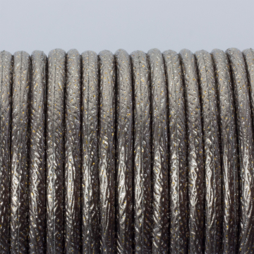 Rzemień klejony srebrny z drobinkami 3mm