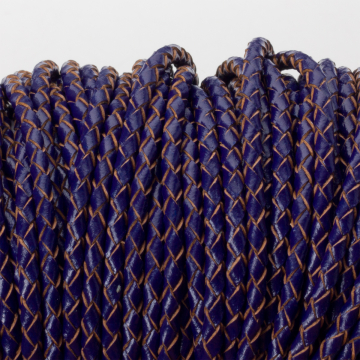 Rzemień naturalny pleciony lakierowany 3mm granatowy