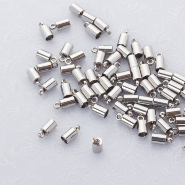 Końcówki do sznurków i rzemieni ze stali chirurgicznej w kolorze srebrnym 3mm