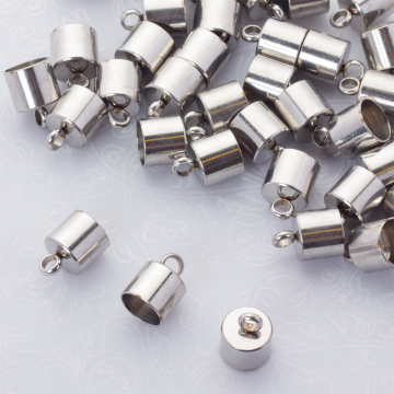 Końcówki do sznurków i rzemieni ze stali chirurgicznej w kolorze srebrnym 8mm