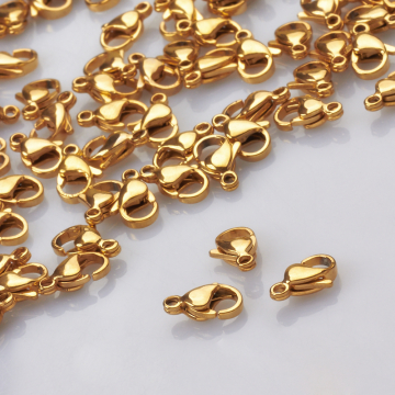 Zapięcie karabińczyk ze stali chirurgicznej w kolorze złotym 11mm