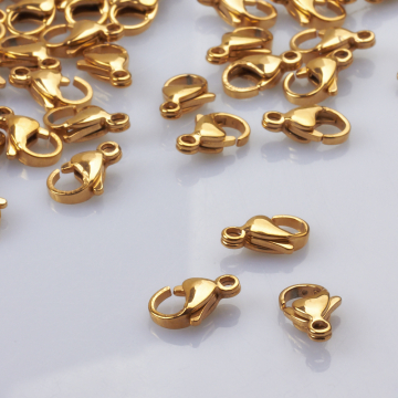 Zapięcie karabińczyk ze stali chirurgicznej w kolorze złotym 13mm