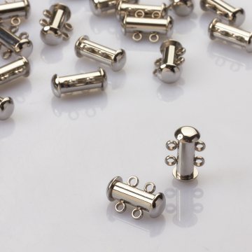 Zapięcie rozsuwane 2 sznurki ze stali chirurgicznej w kolorze srebrnym 15mm