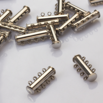 Zapięcie rozsuwane 4 sznurki ze stali chirurgicznej w kolorze srebrnym 25mm