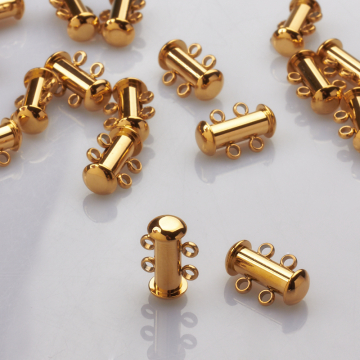 Zapięcie rozsuwane 2 sznurki ze stali chirurgicznej w kolorze złotym 15mm