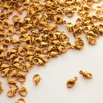 Karabińczyk ze stali chirurgicznej w kolorze złotym 9mm