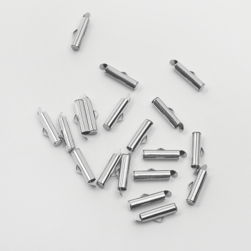 Końcówki podłużne do bransoletek ze stali chirurgicznej w kolorze srebrnym 15mm