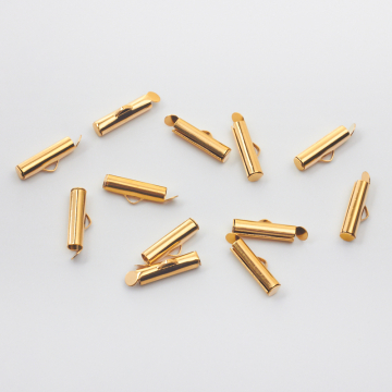 Końcówki podłużne do bransoletek ze stali chirurgicznej w kolorze złotym 15mm