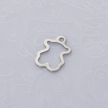 Zawieszka ze stali chirurgicznej miś w kolorze srebrnym 16mm