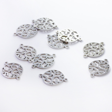 Łącznik ze stali chirurgicznej drzewko w kółku w kolorze srebrnym 20mm