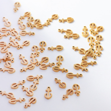 Zawieszka ze stali chirurgicznej kotwica w kolorze złotym 10mm