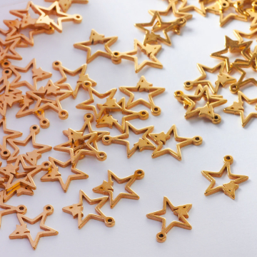 Zawieszka ze stali chirurgicznej dwie gwiazdki w kolorze złotym 11mm