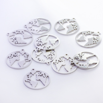 Zawieszka ze stali chirurgicznej globus w kolorze srebrnym 21mm