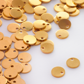 Zawieszka blaszka okrągła gładka w kolorze złotym 8mm