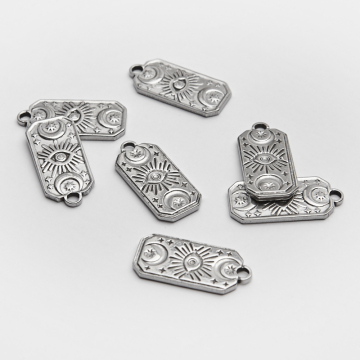 Zawieszka ze stali chirurgicznej słońce z księżycem w kolorze srebrnym 17mm