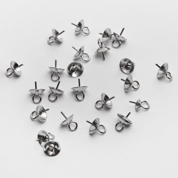 Krawatka czapeczka do kulkek ze stali chirurgicznej w kolorze srebrnym 6mm