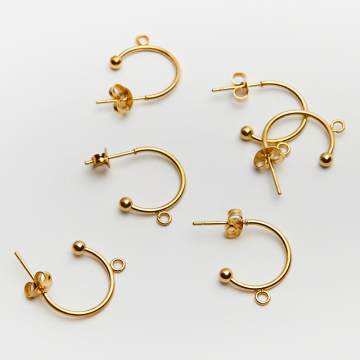 Baza kolczyka kółko z podwieszeniem w kolorze złotym 15mm