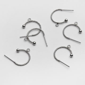 Baza kolczyka kółko skręcane z podwieszeniem w kolorze srebrnym 15mm