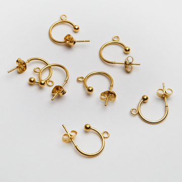 Baza kolczyka kółko z podwieszeniem w kolorze złotym 12mm