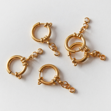 Zapięcie ozdobne federing ze stali chirurgicznej w kolorze złotym 18mm