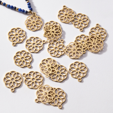 Zawieszka pozłacana ze stali chirurgicznej mały atom 14,9mm