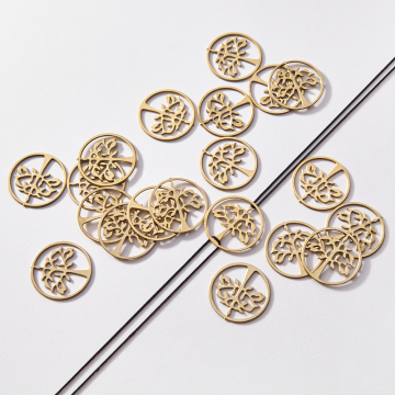 Zawieszka łącznik pozłacany ze stali chirurgicznej drzewo 18,3mm