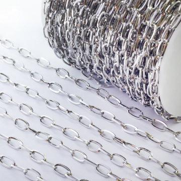 Łańcuch ze stali chirurgicznej owal w kolorze srebrnym 6x12mm