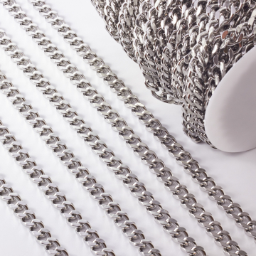 Łańcuch ze stali chirurgicznej pancerka gruba w kolorze srebrnym 12x8mm