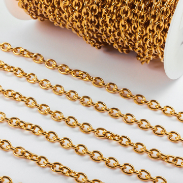 Łańcuszek ze stali chirurgicznej owale gładkie w kolorze złotym 8x6mm