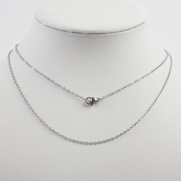 Łańcuszek ze stali chirurgicznej mini owal z zapięciem w kolorze srebrnym 45cm