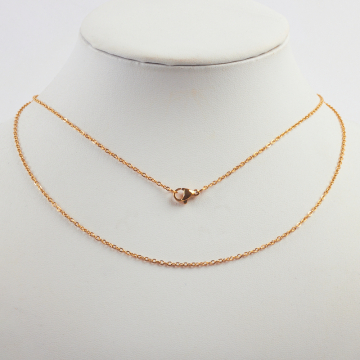 Łańcuszek ze stali chirurgicznej mini owal z zapięciem w kolorze złotym 45cm PVD