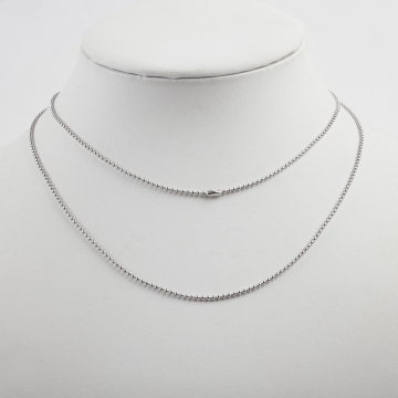 Łańcuszek ze stali chirurgicznej kuleczki z zapięciem w kolorze srebrnym 75cm