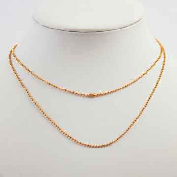 Łańcuszek ze stali chirurgicznej kuleczki z zapięciem w kolorze złotym 75cm