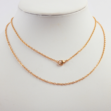 Łańcuszek ze stali chirurgicznej mini owal z zapięciem w kolorze złotym 75cm PVD