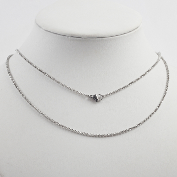 Łańcuszek ze stali chirurgicznej rolo z zapięciem w kolorze srebrnym 55cm