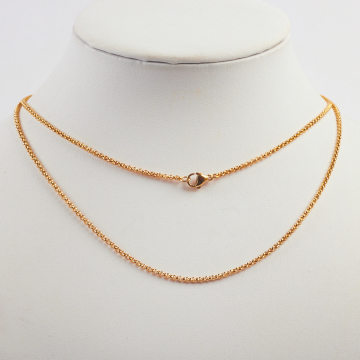 Łańcuszek ze stali chirurgicznej rolo z zapięciem w kolorze złotym 45cm PVD