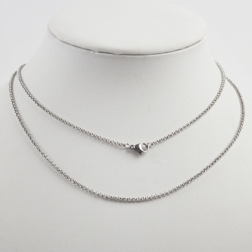 Łańcuszek ze stali chirurgicznej rolo z zapięciem w kolorze srebrnym 75cm