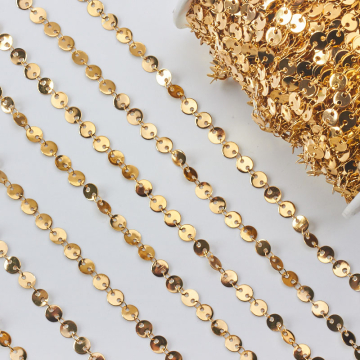 Łańcuch ze stali chirurgicznej blaszki w kolorze złotym 6mm