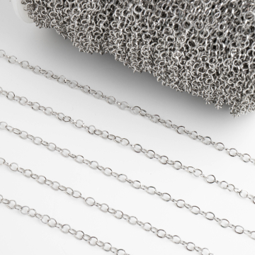 Łańcuch ze stali chirurgicznej kółka błyszczące w kolorze srebrnym 3mm