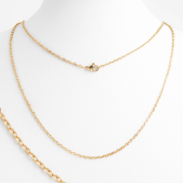 Łańcuch ze stali chirurgicznej owale spłaszczone z zapięciem w kolorze złotym 45cm PVD