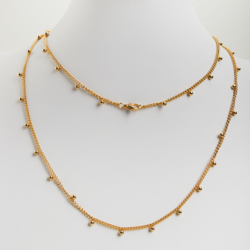 Łańcuszek ze stali chirurgicznej z kuleczami w kolorze złotym 50cm