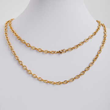 Łańcuszek ze stali chirurgicznej owale nacinane w kolorze złotym 50cm