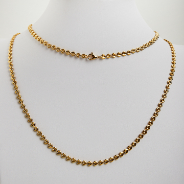 Łańcuszek ze stali chirurgicznej serca w kolorze złotym 53cm